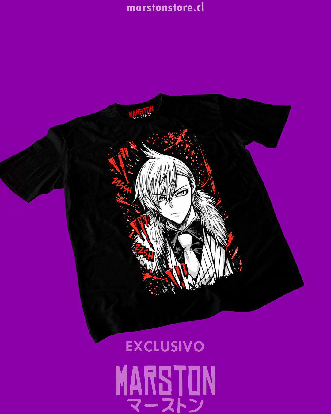 Polera negra de Tougen Anki con Hayate Momoido