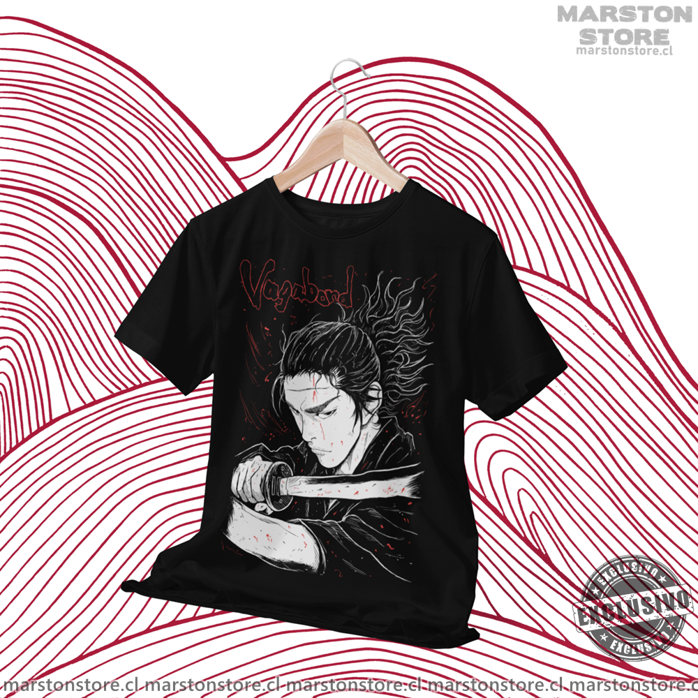 Polera negra de Vagabond con Miyamoto Musashi