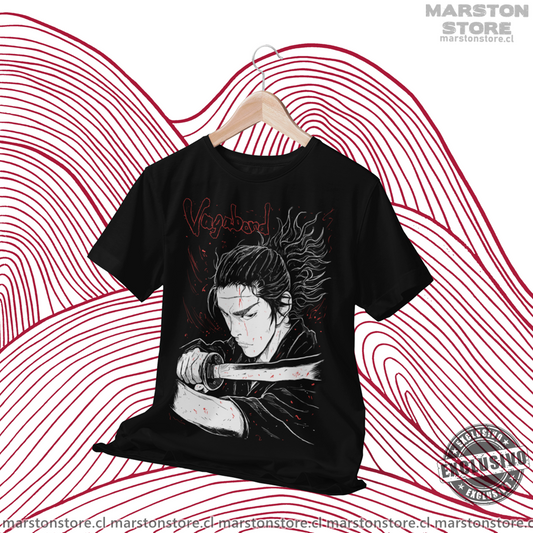 Polera negra de Vagabond con Miyamoto Musashi