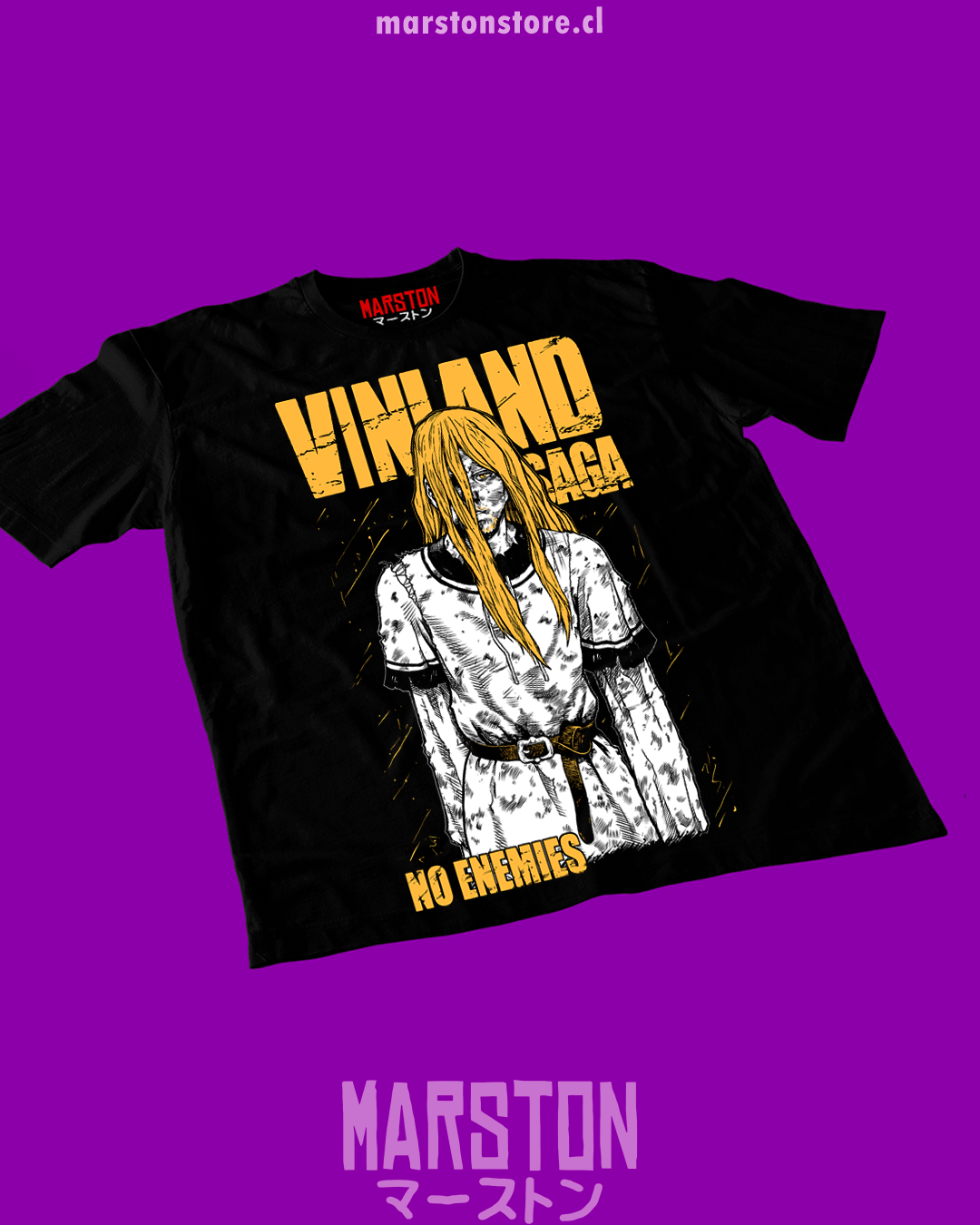Polera negra de Vinland Saga con Thorfinn