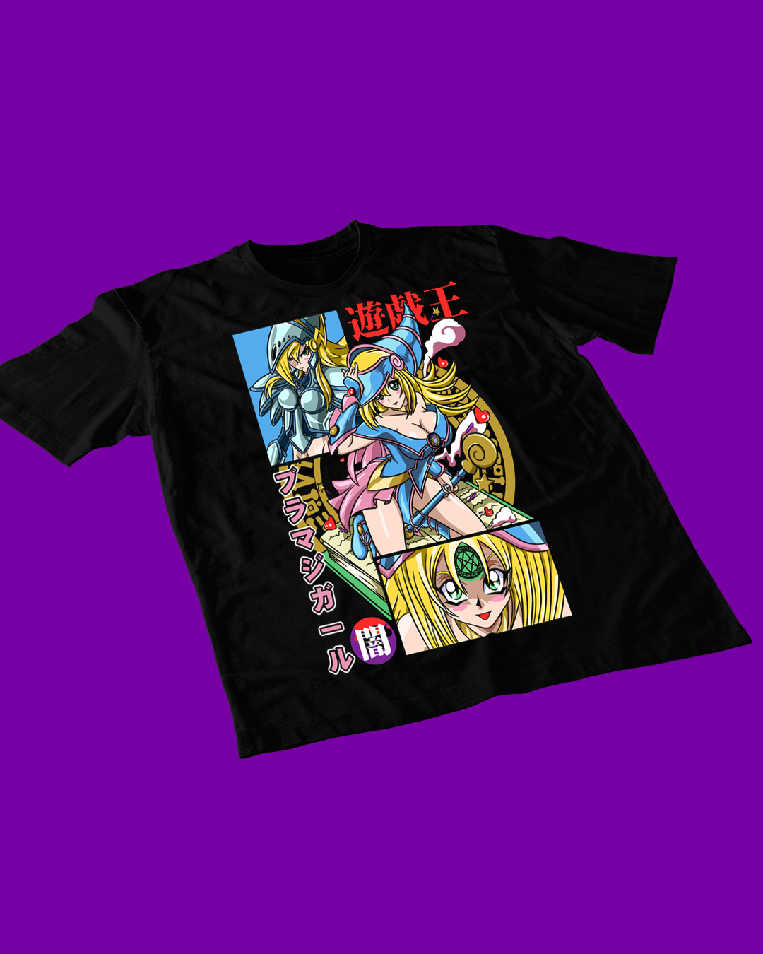 Polera negra de Yu-Gi-Oh! con Maga Oscura