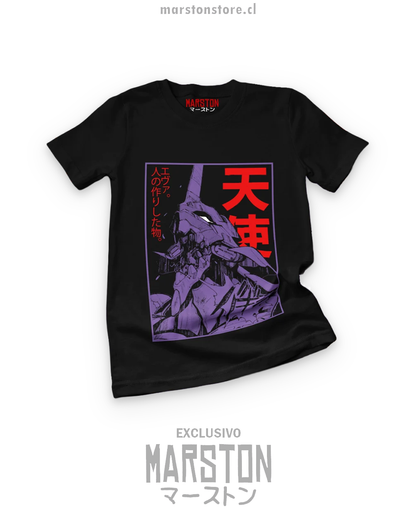 Polera negra Neon Genesis Evangelion con diseño de EVA-01