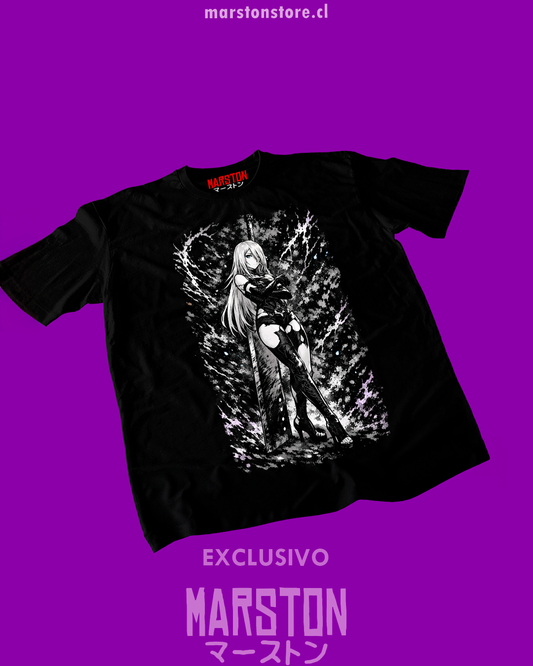Polera negra NieR: Automata con diseño de A2