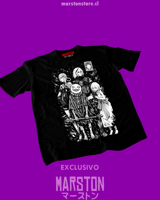 Polera negra NieR Replicant con Emil, Nier, Kainé, Grimoire Weiss y Yonah