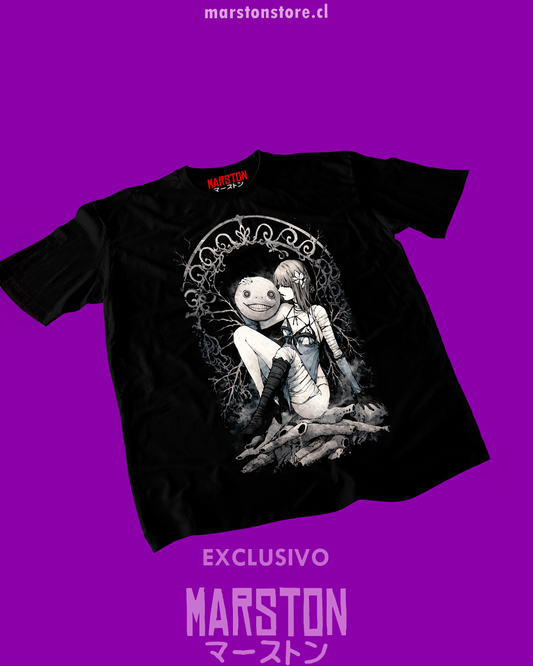 Polera negra NieR Replicant con Kainé y Emil