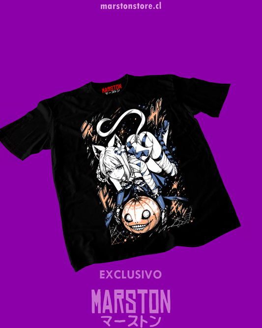 Polera negra NieR Replicant con Kainé en diseño de Halloween