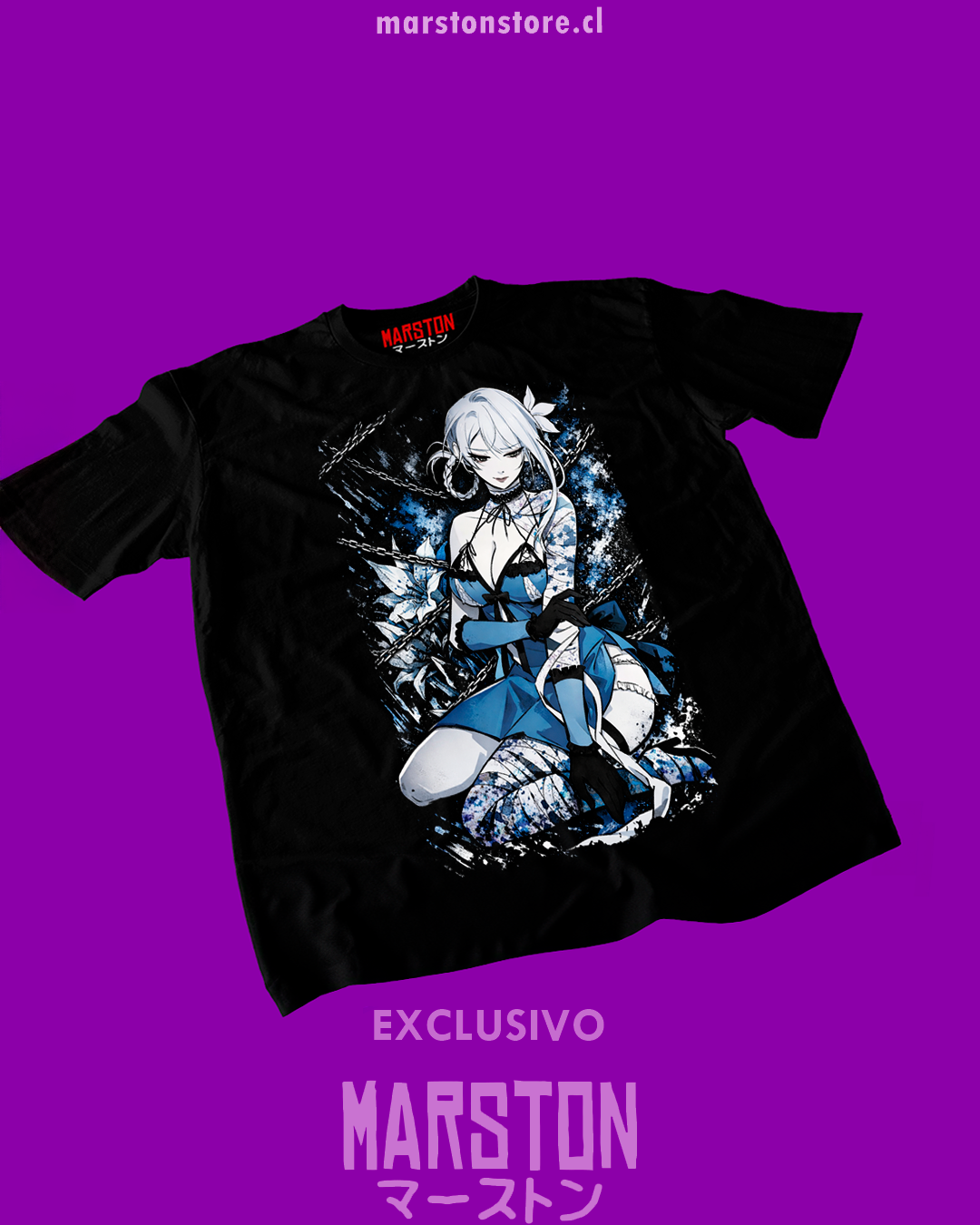 Polera negra NieR Replicant con diseño de Kainé