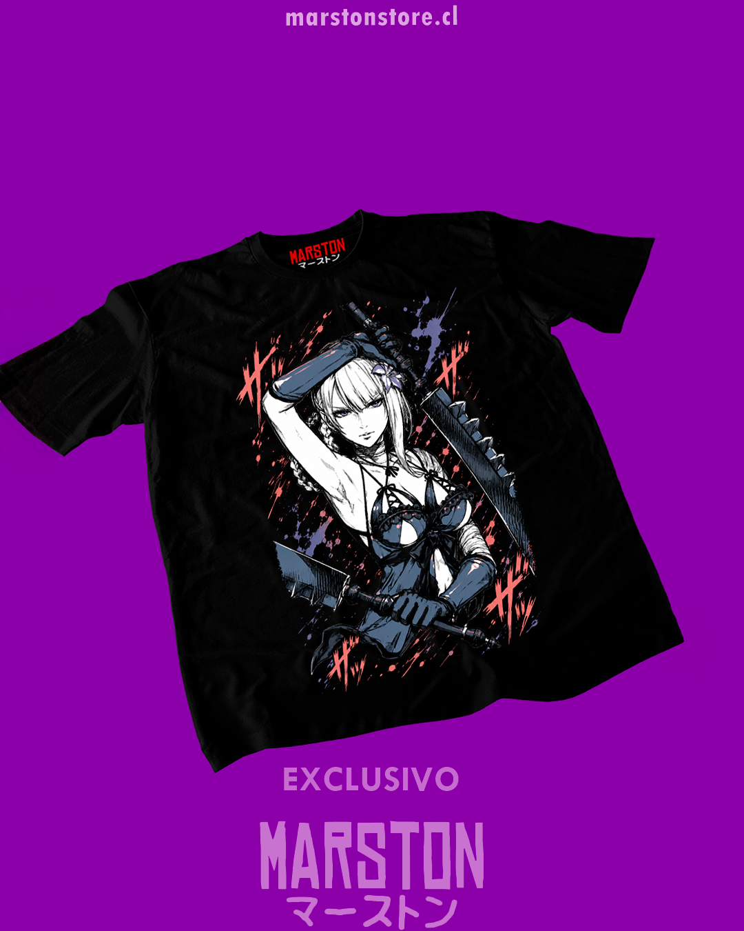 Polera negra NieR Replicant con diseño de Kainé
