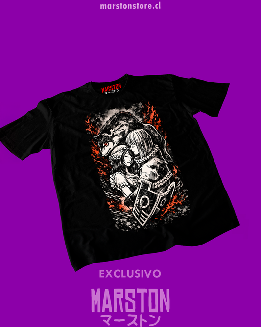 Polera negra NieR Replicant con King of Facade y Fyra