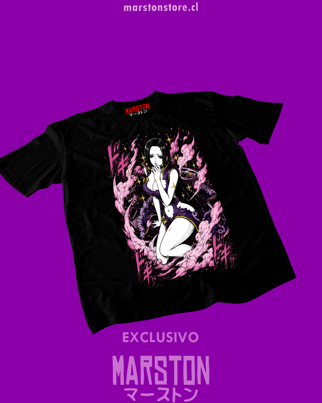 Polera negra One Piece con diseño de Boa Hancock