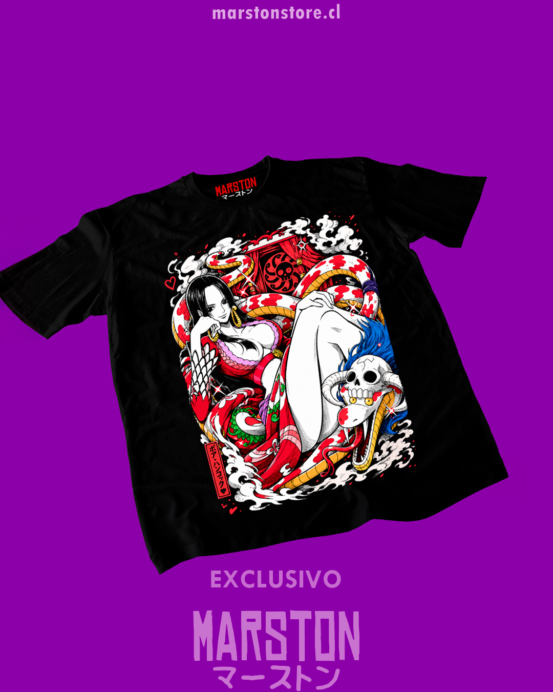 Polera negra One Piece con diseño de Boa Hancock