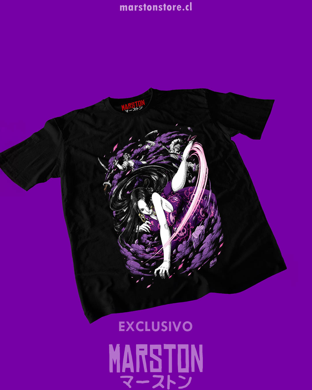 Polera negra One Piece con diseño de Boa Hancock