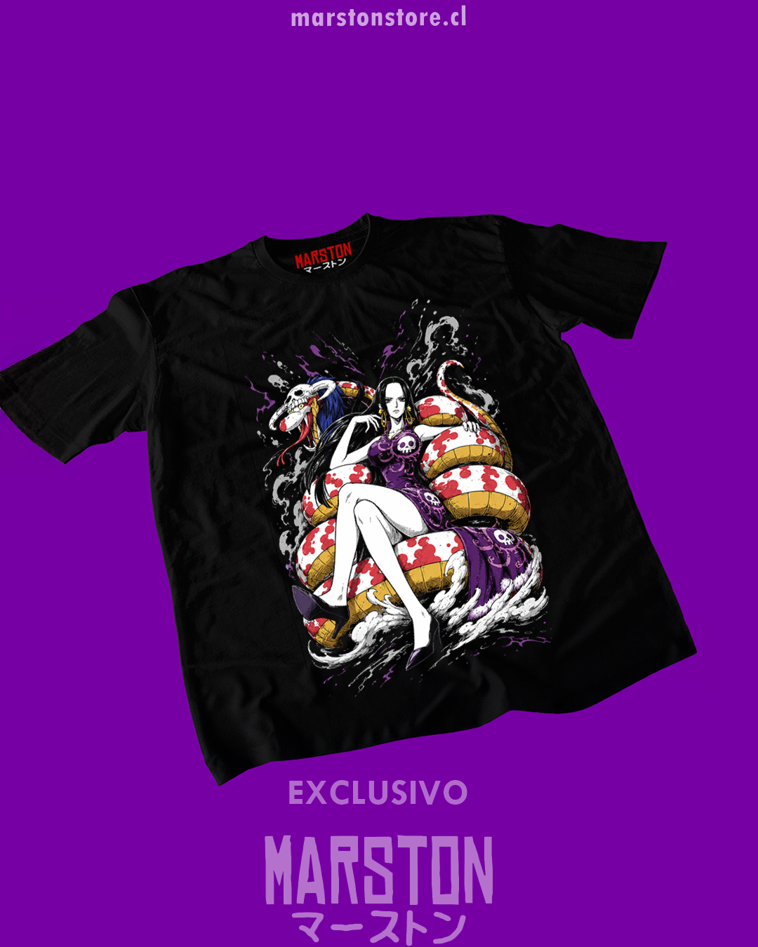 Polera negra One Piece con diseño de Boa Hancock