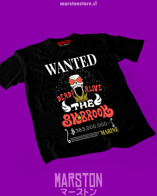 Polera negra One Piece con diseño de Brook
