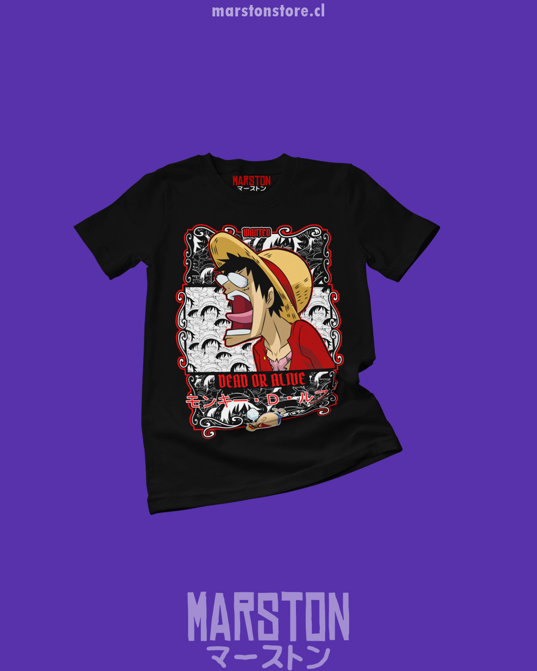 Polera negra One Piece con diseño inspirado en el anime