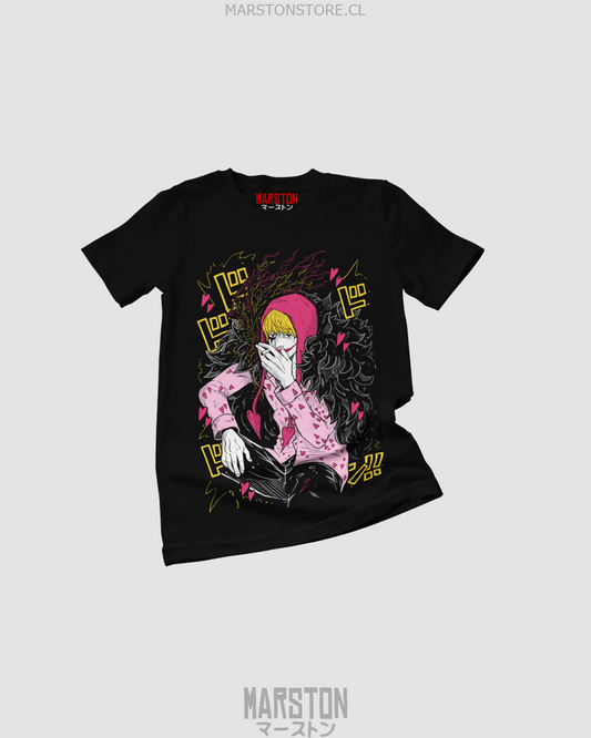 Polera negra One Piece con diseño de Donquixote Rosinante, Cora-san