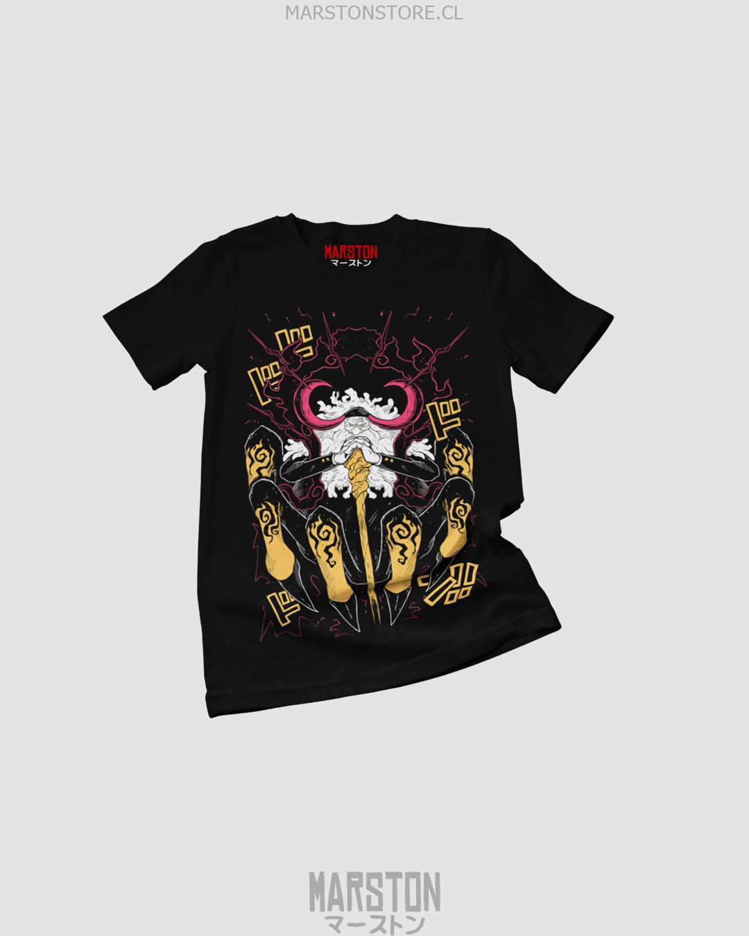 Polera negra One Piece con diseño de Jaygarcia Saturn