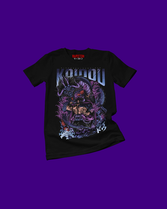 Polera negra One Piece con diseño de Kaido