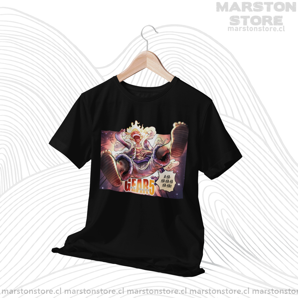 Polera negra One Piece con Monkey D. Luffy en Gear 5