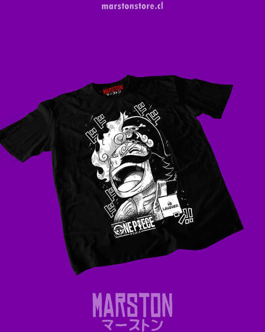 Polera negra One Piece con Monkey D. Luffy y Gol D. Roger