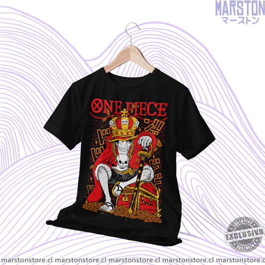 Polera negra One Piece con diseño de Monkey D. Luffy
