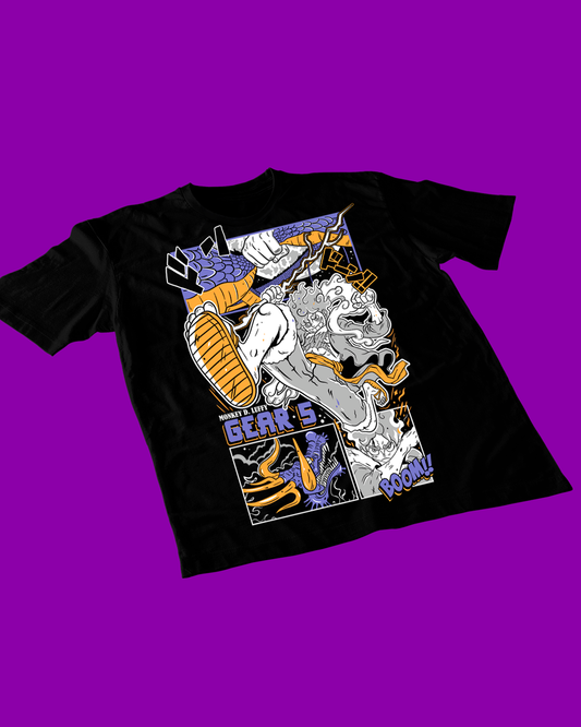 Polera negra One Piece con diseño de Monkey D. Luffy