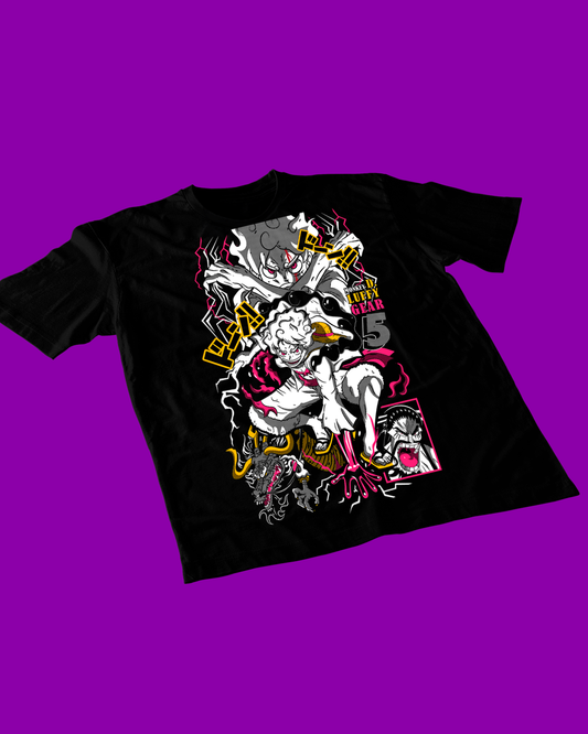 Polera negra One Piece con diseño de Monkey D. Luffy