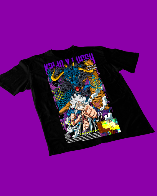 Polera negra One Piece con diseño de Monkey D. Luffy