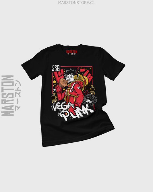 Polera negra One Piece con diseño de Monkey D. Luffy
