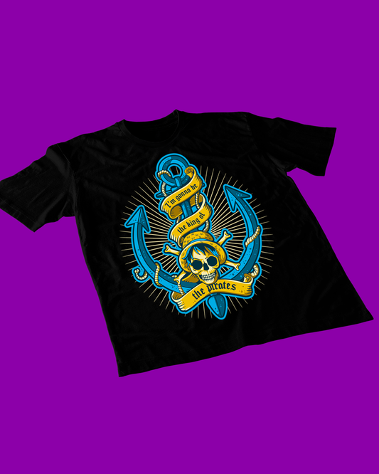 Polera negra One Piece con símbolo inspirado en Monkey D. Luffy