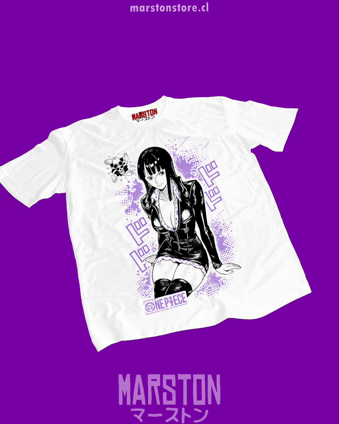 Polera blanca One Piece con diseño de Nico Robin
