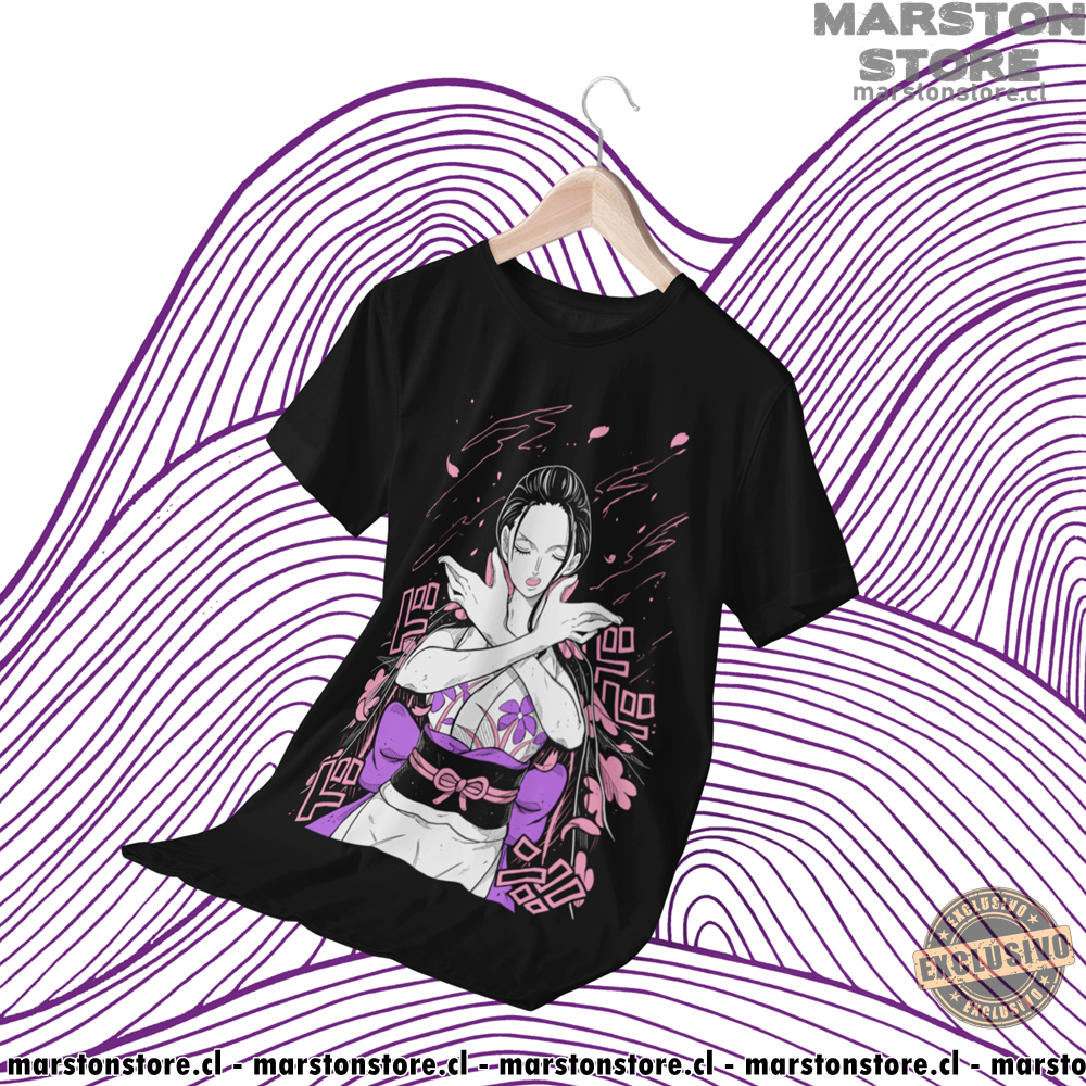 Polera negra One Piece con diseño de Nico Robin