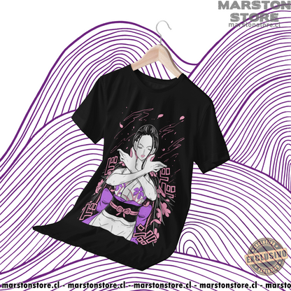 Polera negra One Piece con diseño de Nico Robin