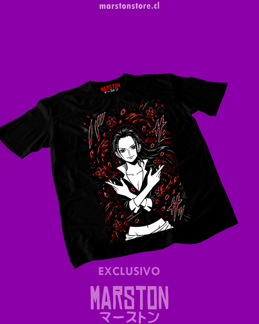 Polera negra One Piece con diseño de Nico Robin