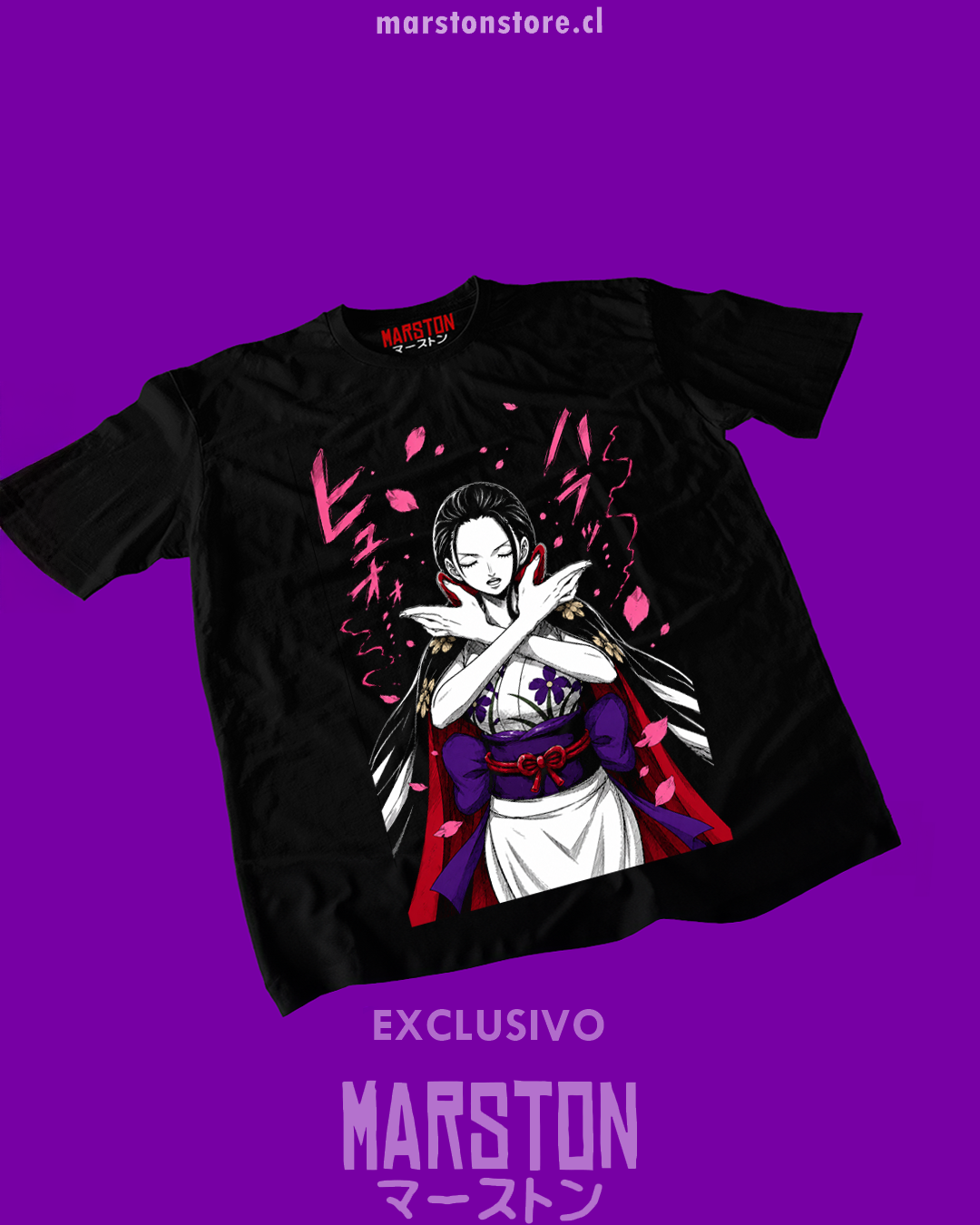 Polera negra One Piece con diseño de Nico Robin