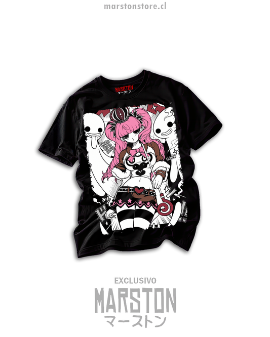 Polera negra One Piece con Perona y fantasmas