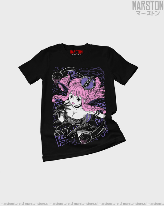 Polera negra One Piece con diseño de Perona