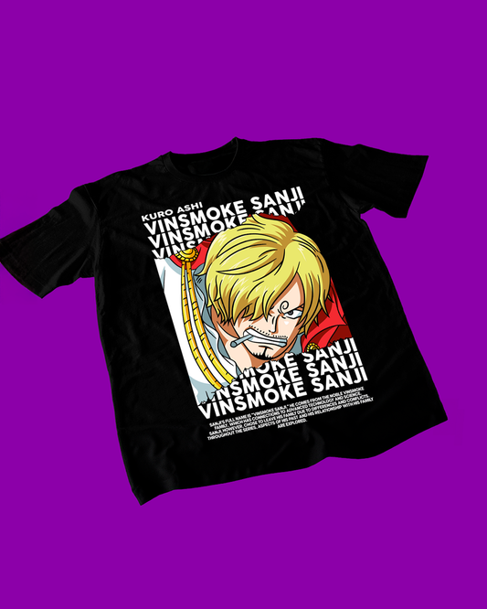 Polera negra One Piece con diseño de Sanji