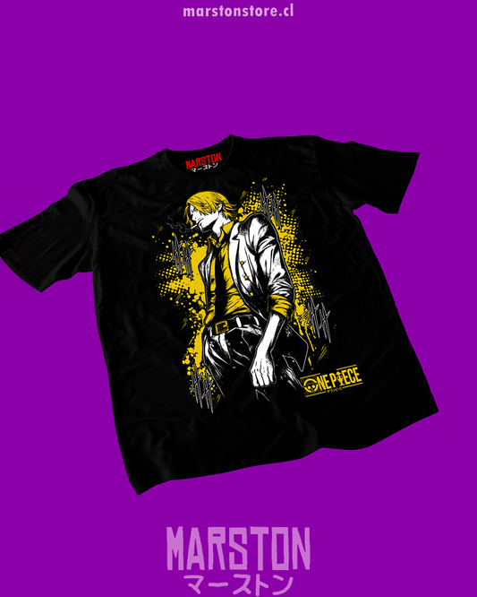 Polera negra One Piece con diseño de Sanji