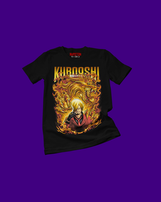Polera negra One Piece con diseño de Sanji
