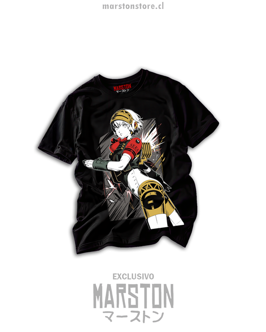 Polera negra Persona 3 Aigis diseño 04