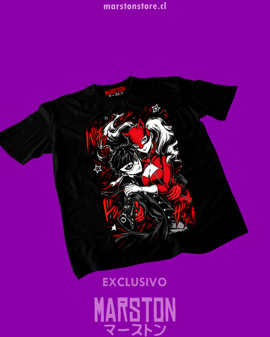 Polera negra Persona 5 con Ann Takamaki, Makoto Niijima, Haru Okumura y Futaba Sakura