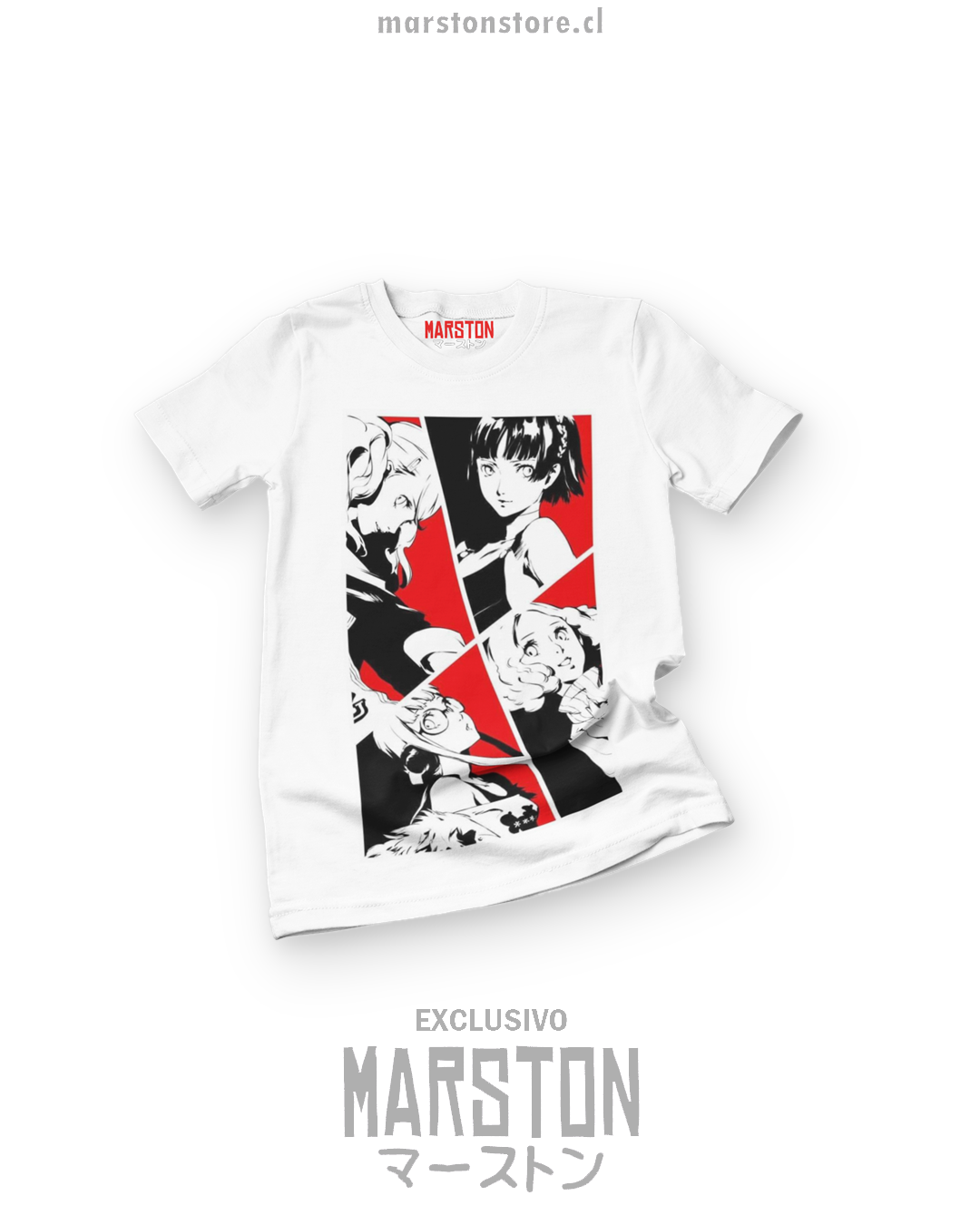 Polera blanca Persona 5 – mockup Marston