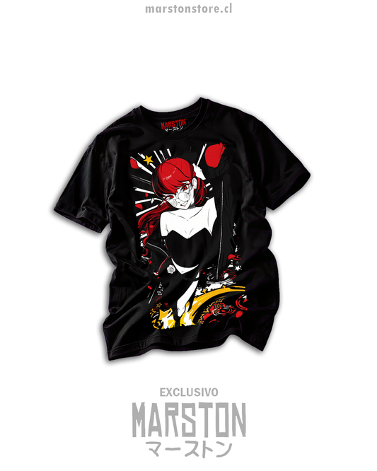 Polera negra Persona 5 con ilustración de personaje