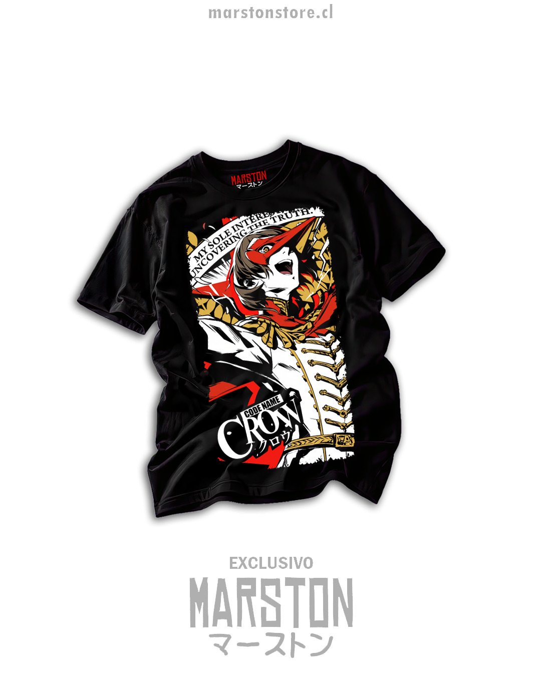 Polera negra Persona 5 Goro Akechi diseño 01