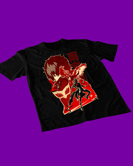 Polera negra Persona 5 con diseño de Joker, Ren Amamiya