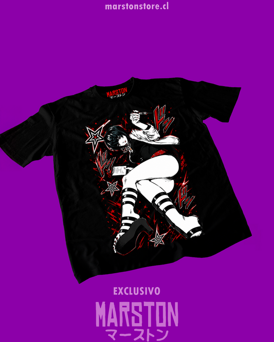 Polera negra Persona 5 con diseño de Tae Takemi