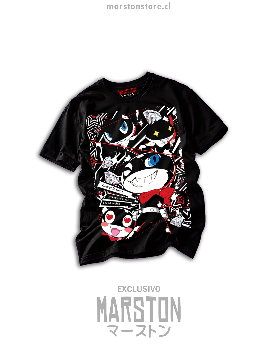 Polera negra Persona 5 con collage de los Phantom Thieves