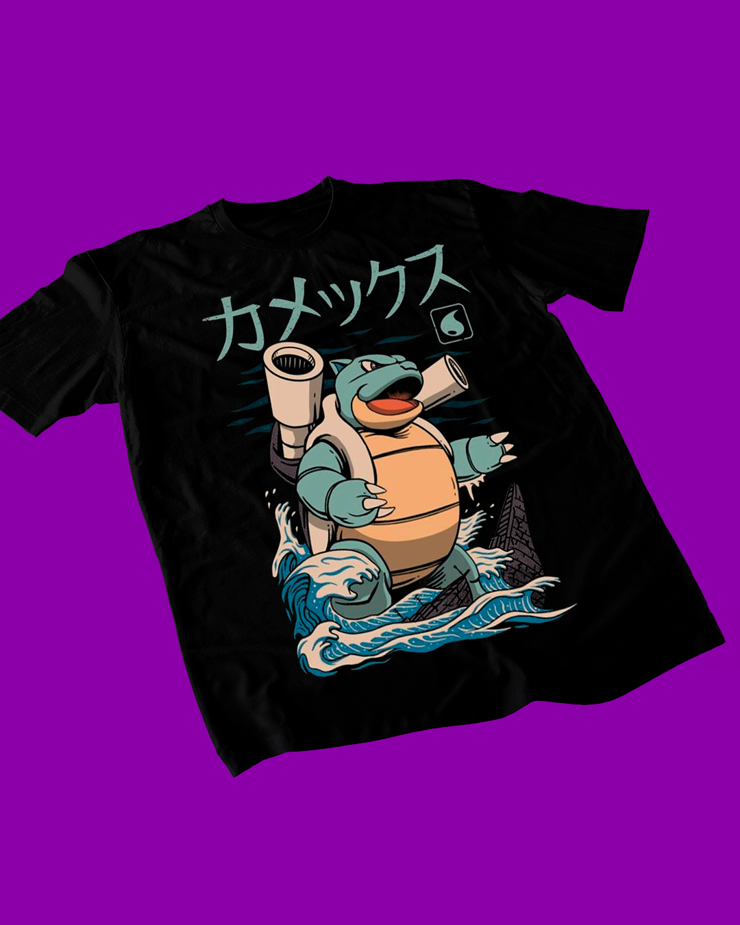 Polera negra de Pokémon con diseño de Blastoise