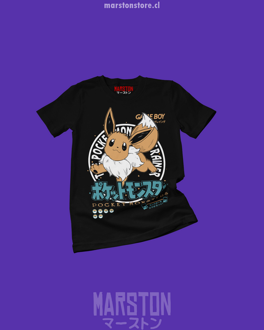 Polera negra de Pokémon con diseño de Eevee